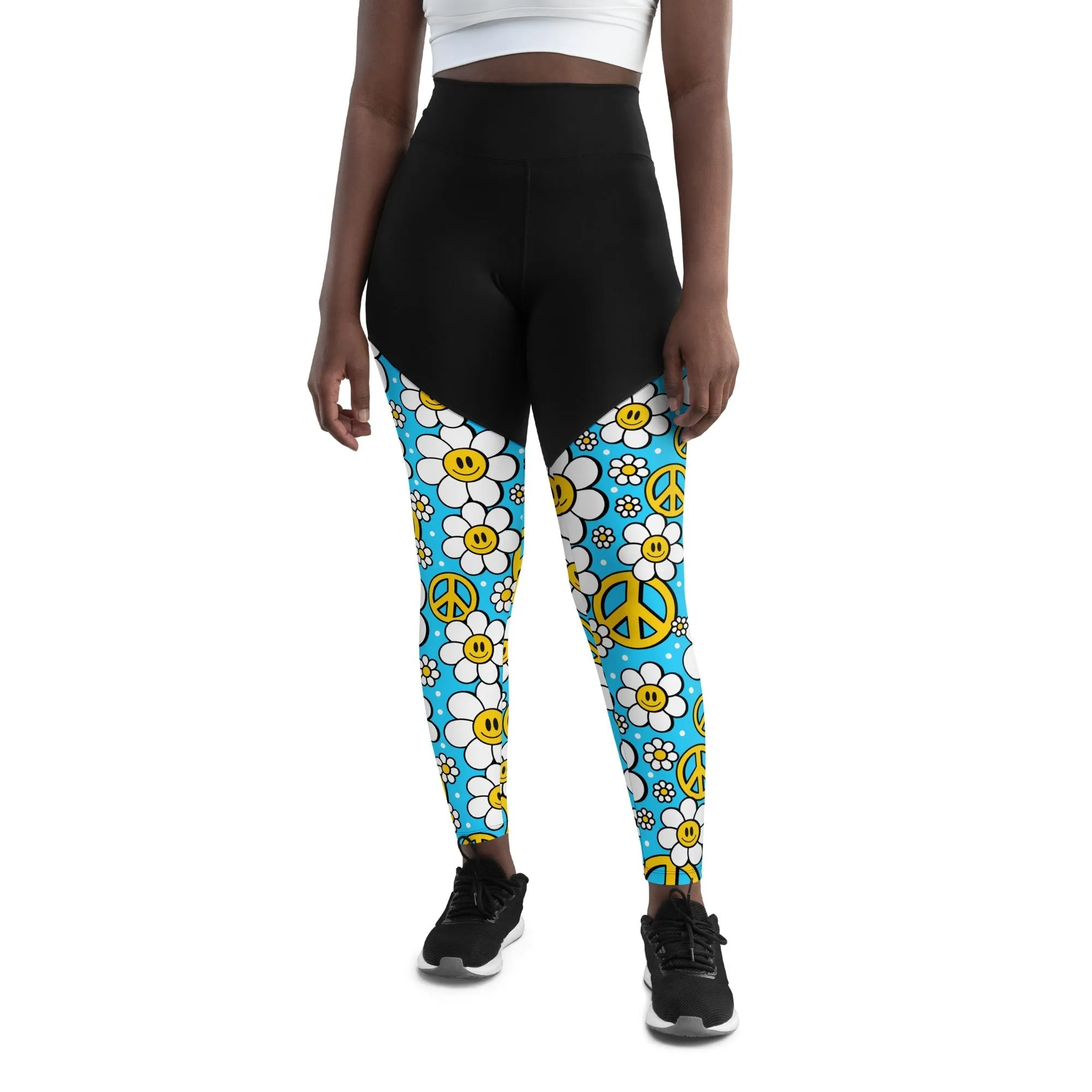 Hippie Flower Pattern Compression Leggings