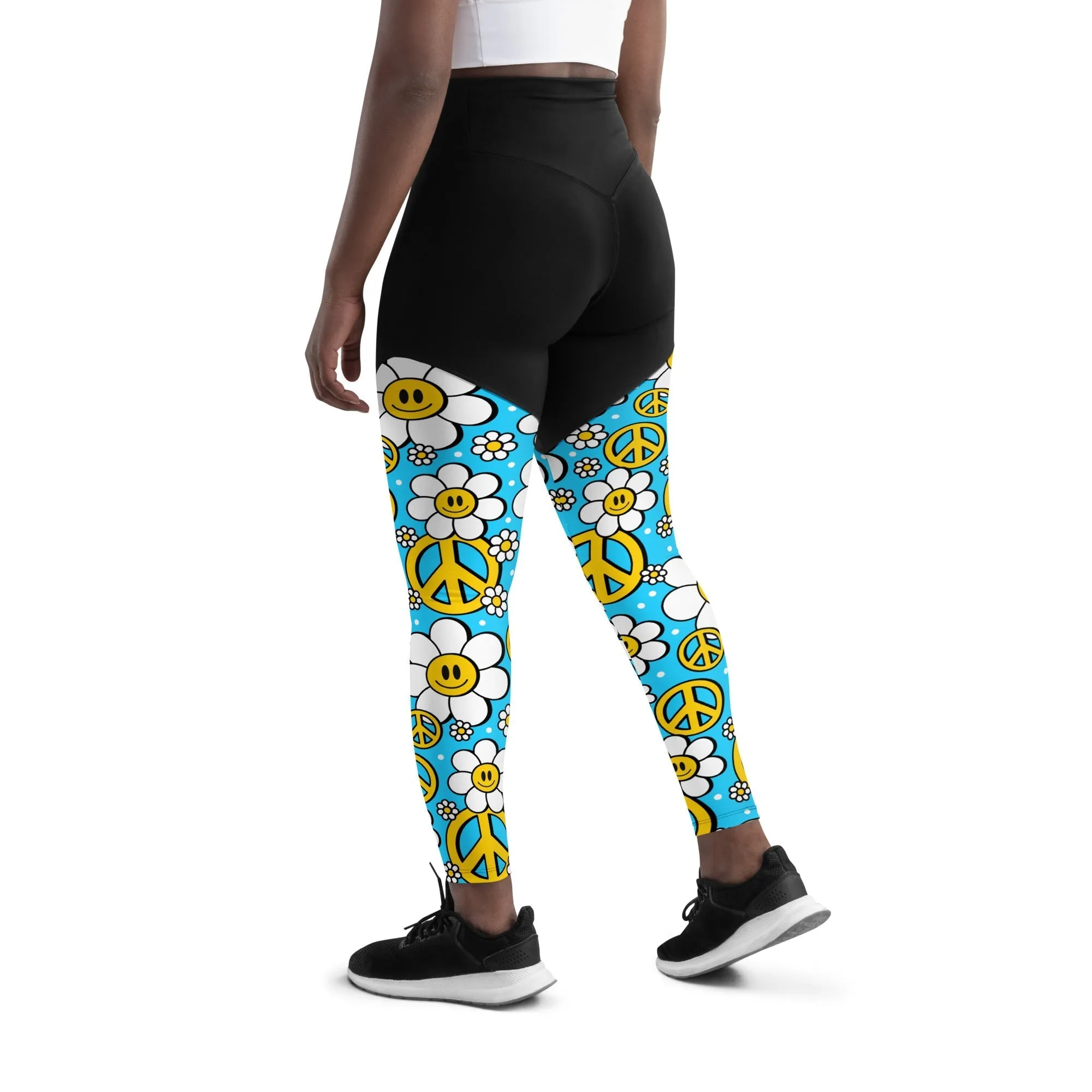 Hippie Flower Pattern Compression Leggings