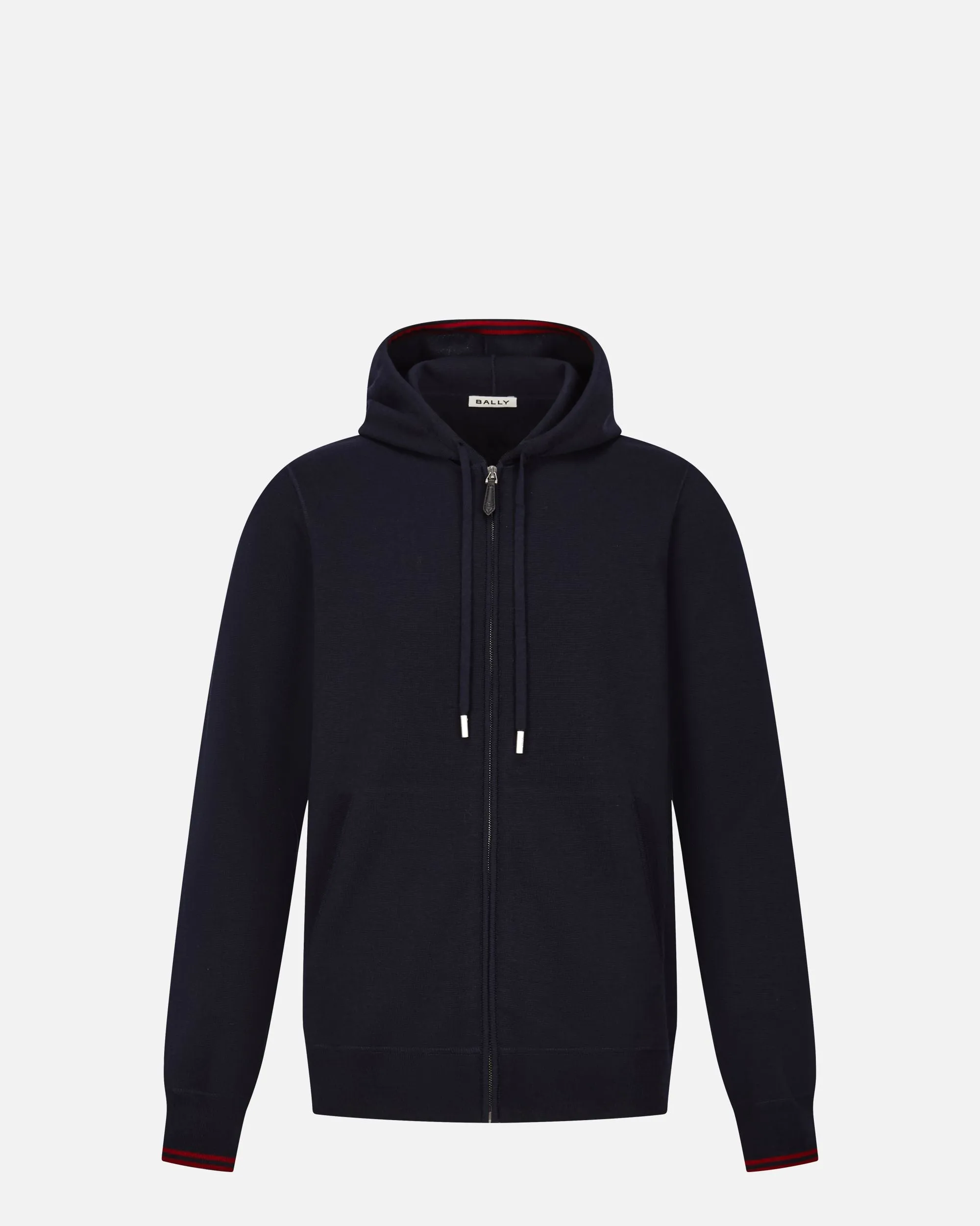 Hoodie In Navy Blue Wool 