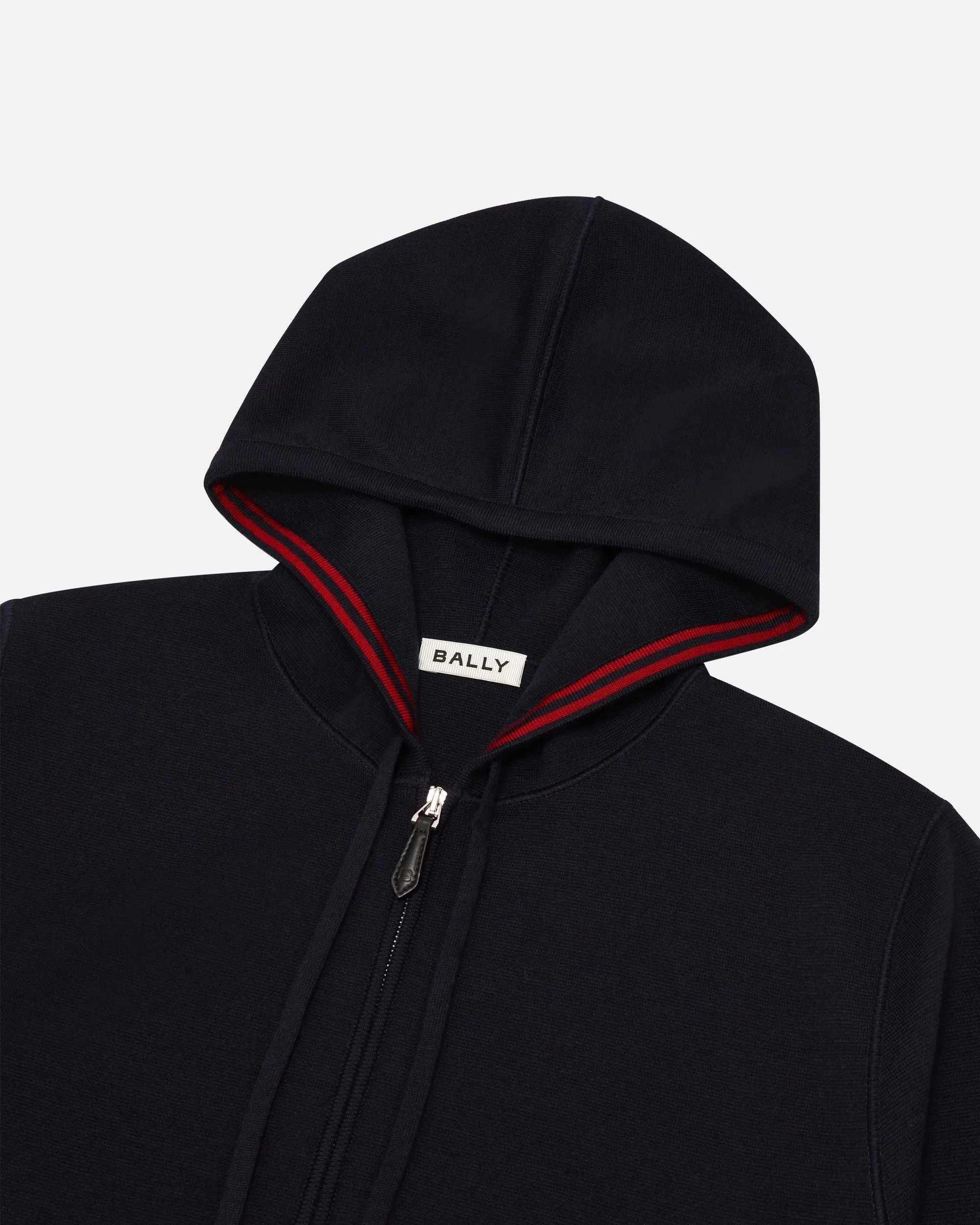 Hoodie In Navy Blue Wool 