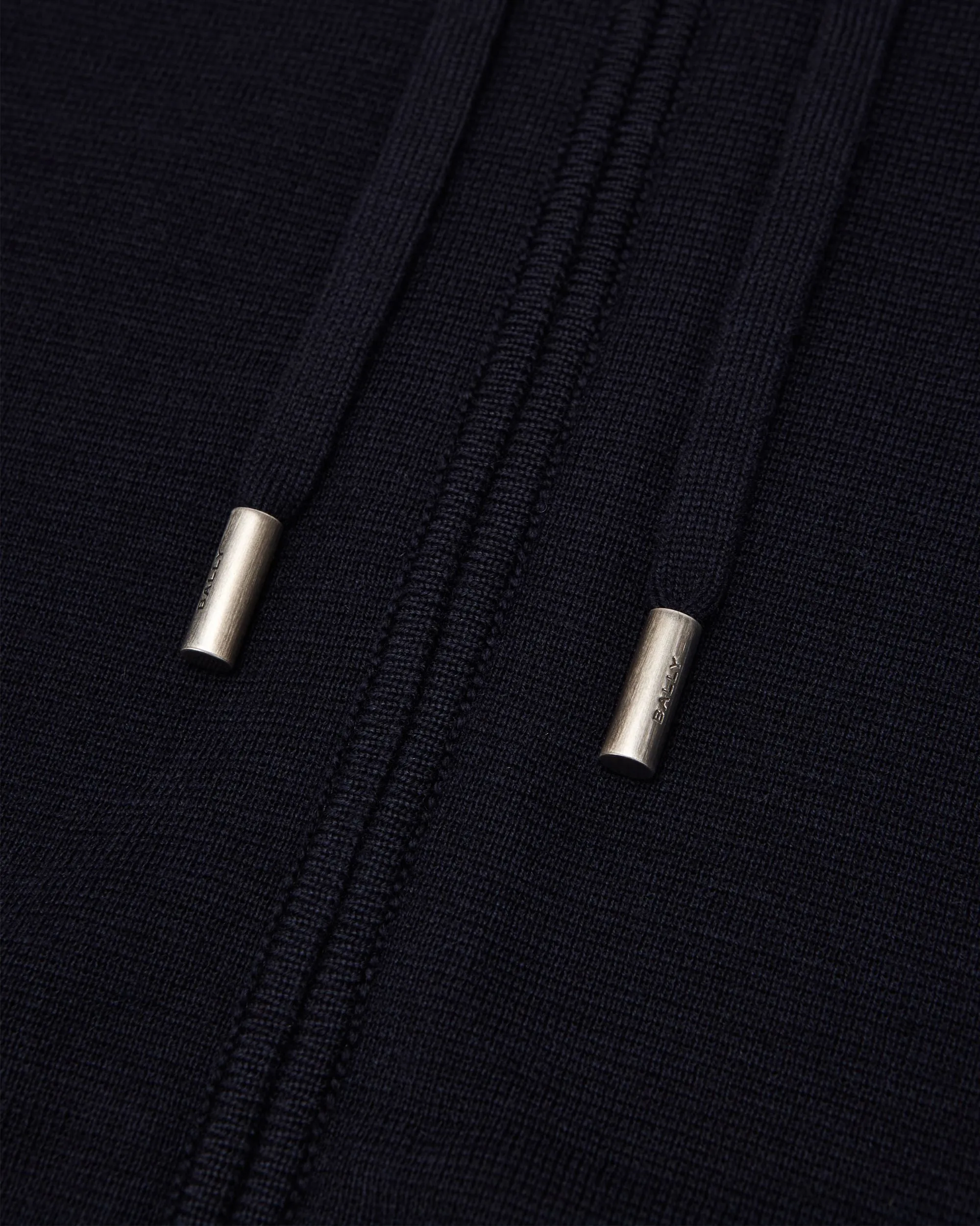 Hoodie In Navy Blue Wool 