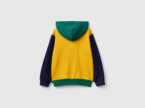 Hoodie with zip and embroidered logo - Multi-color | Benetton