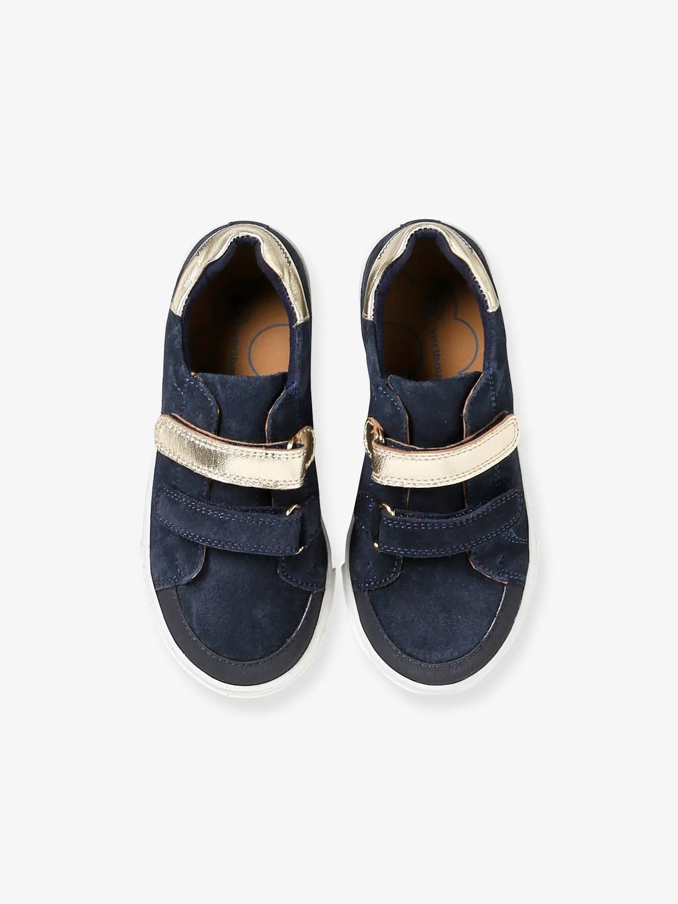 Hook-and-Loop Trainers in Leather for Girls - navy blue