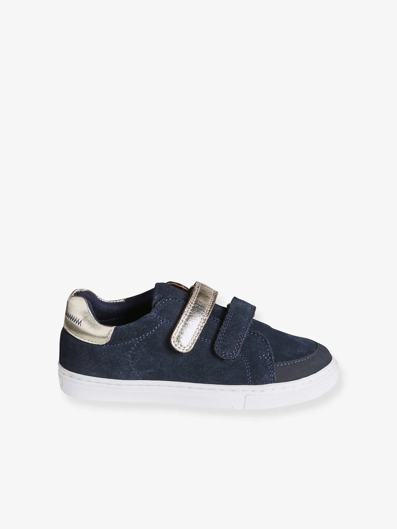 Hook-and-Loop Trainers in Leather for Girls - navy blue