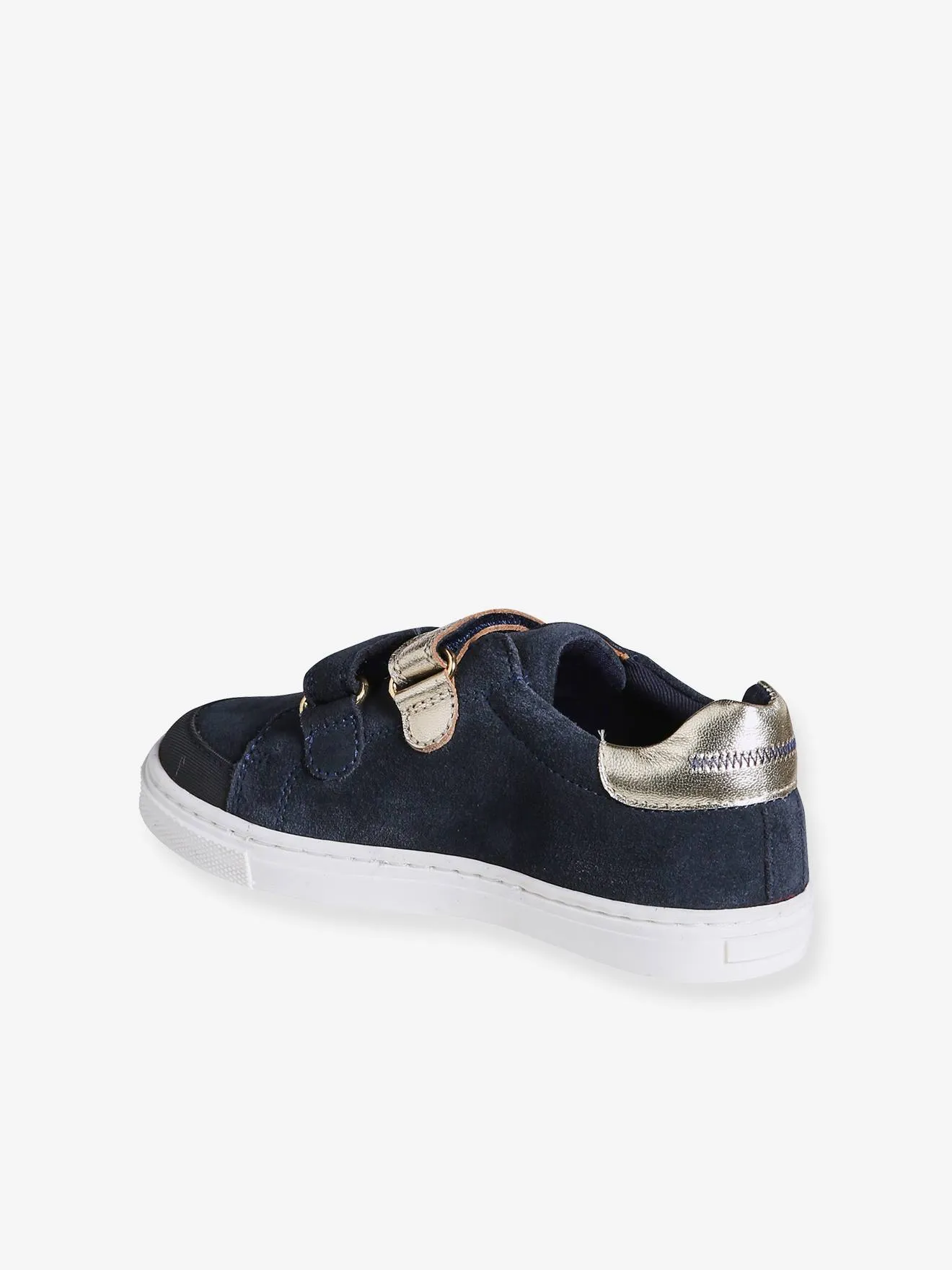 Hook-and-Loop Trainers in Leather for Girls - navy blue