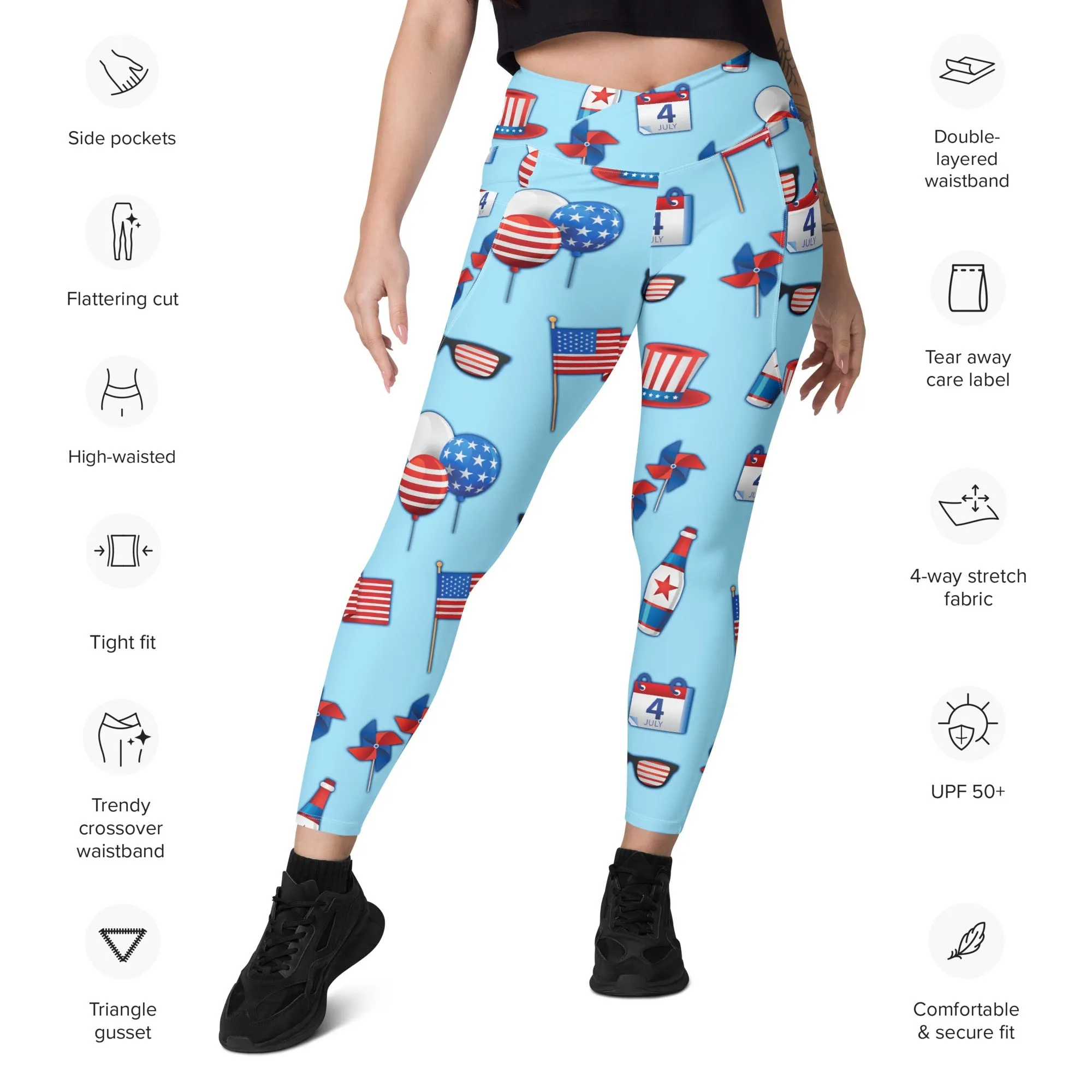 Independence Day Crossover Leggings With Pockets