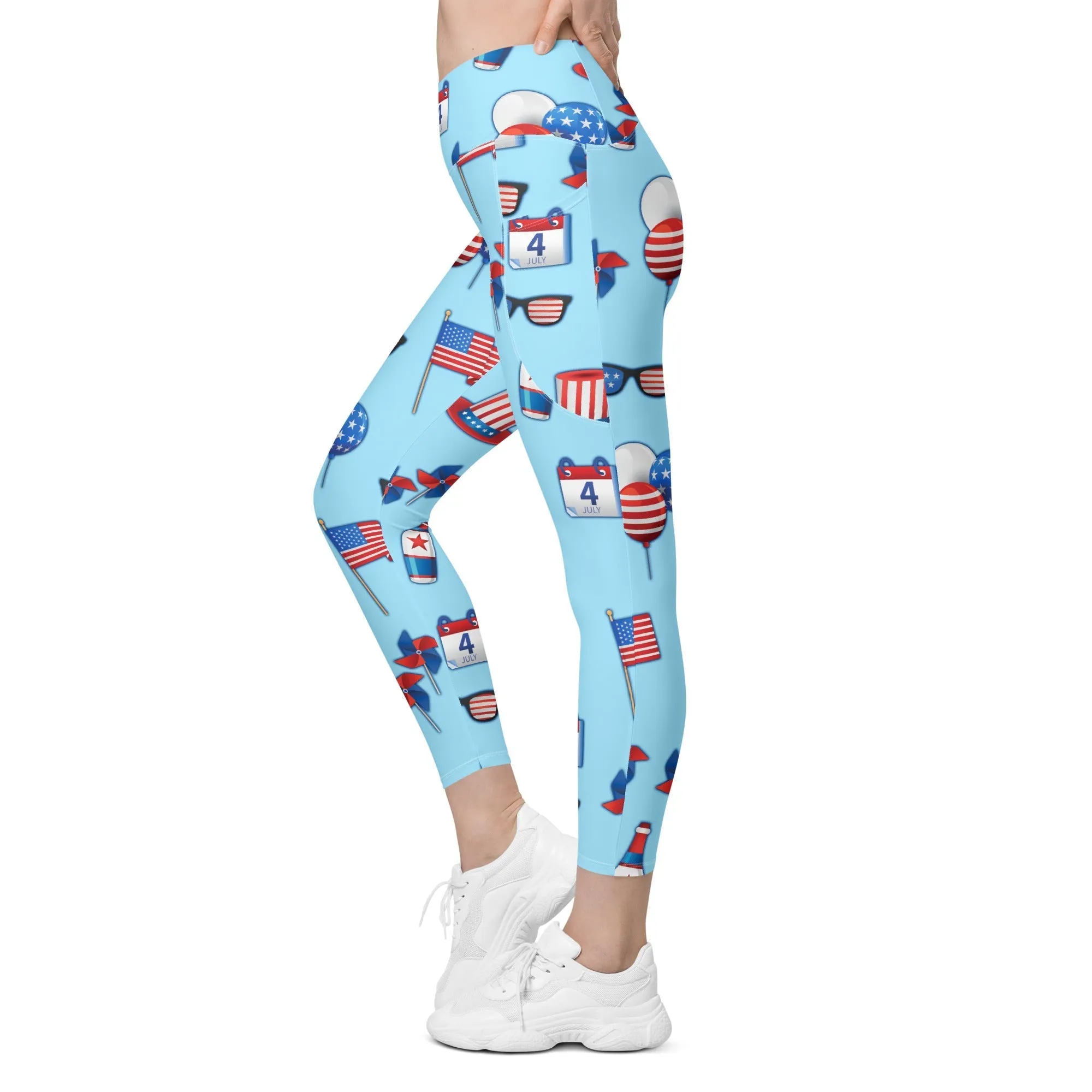 Independence Day Crossover Leggings With Pockets