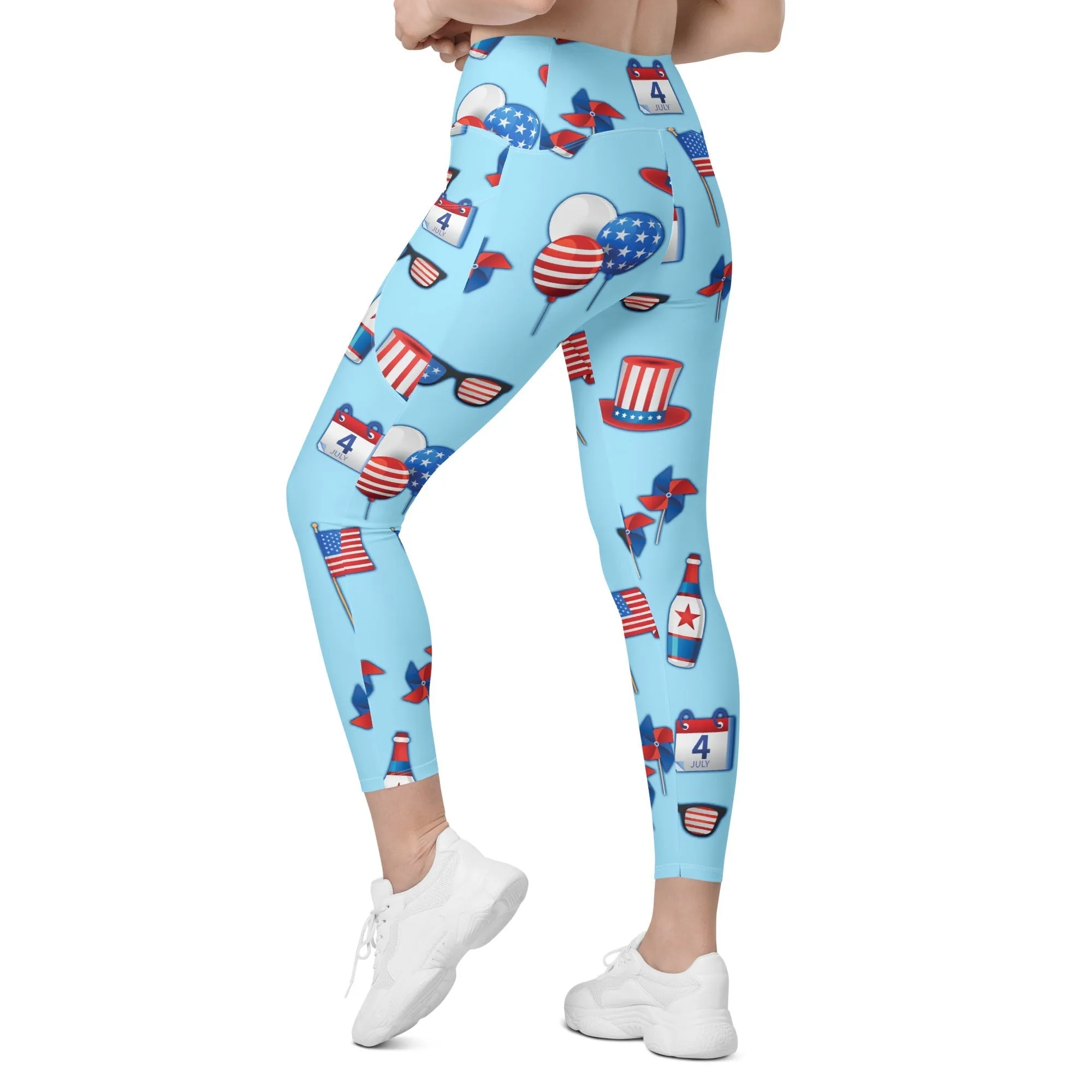 Independence Day Crossover Leggings With Pockets