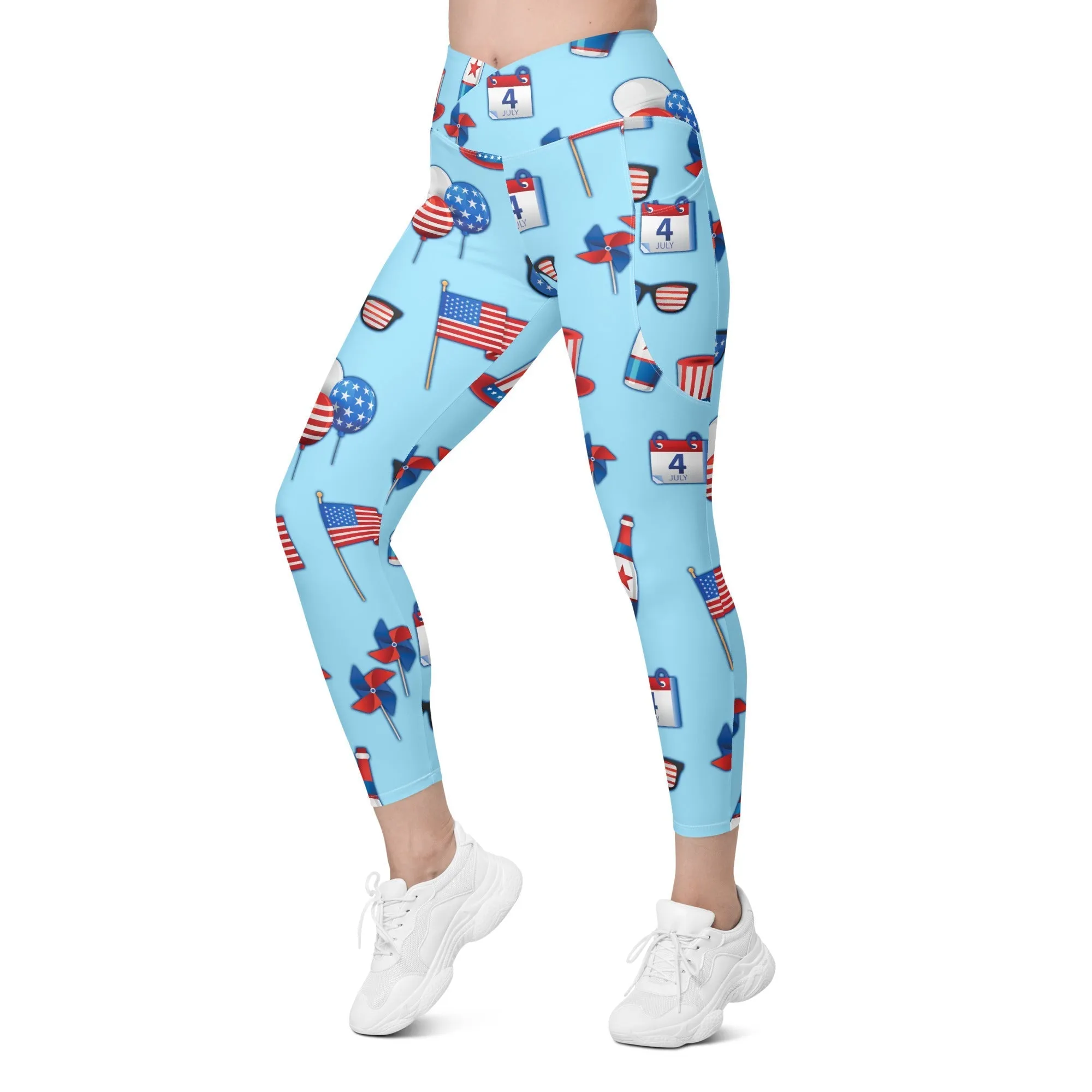 Independence Day Crossover Leggings With Pockets