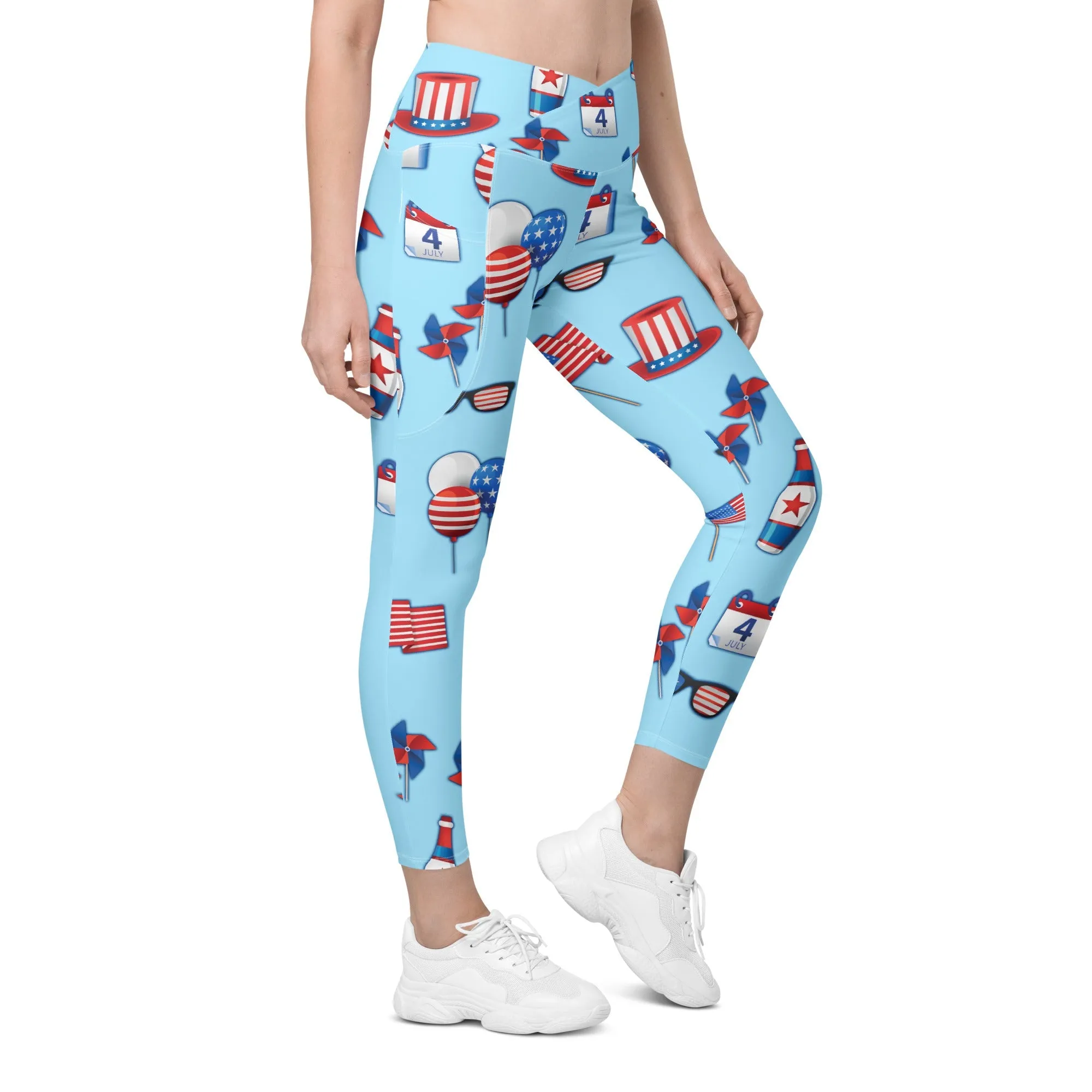 Independence Day Crossover Leggings With Pockets