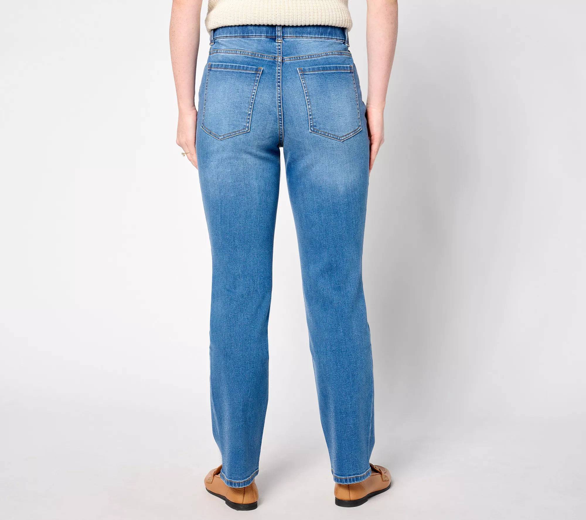 Isaac Mizrahi Live! Regular True Denim Indigo Pull On Straight Jeans