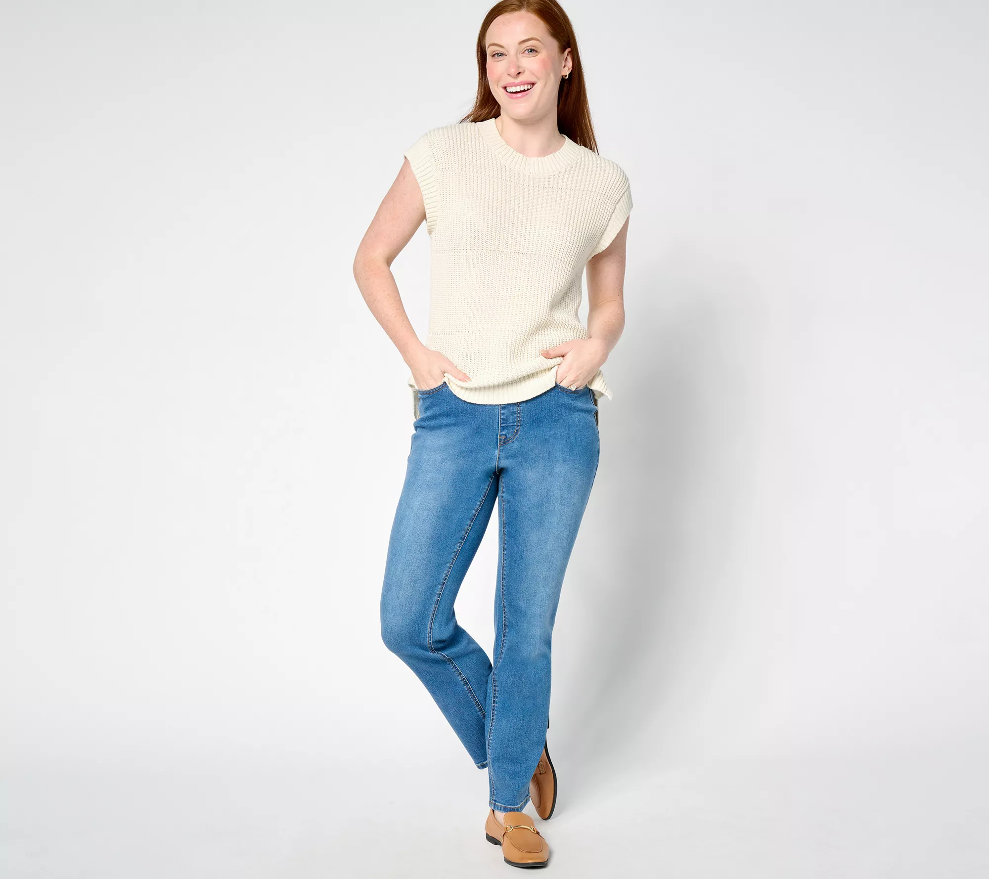 Isaac Mizrahi Live! Regular True Denim Indigo Pull On Straight Jeans