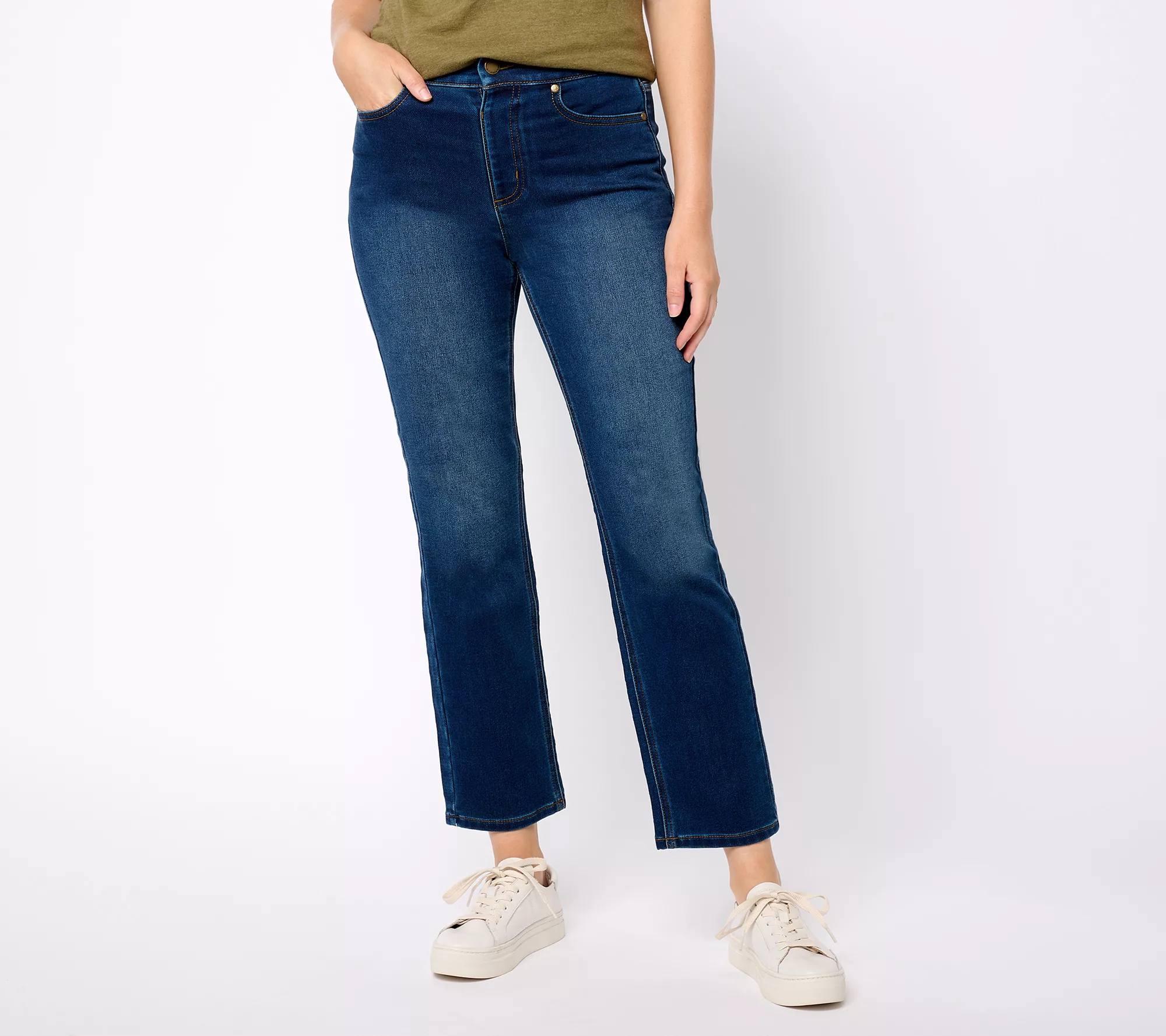 Isaac Mizrahi Live! Tall Indigo Divine Denim Pull On Straight Jeans