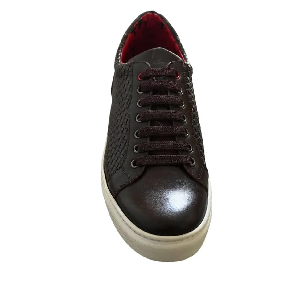 Jeffery West Apollo Dark Brown Weave Trainers | Menswear Online