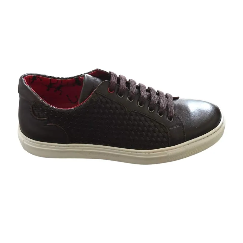 Jeffery West Apollo Dark Brown Weave Trainers | Menswear Online