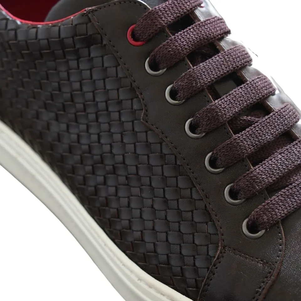 Jeffery West Apollo Dark Brown Weave Trainers | Menswear Online