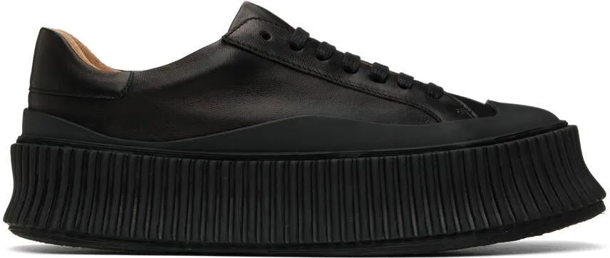 Jil Sander Black Leather Platform Sneakers