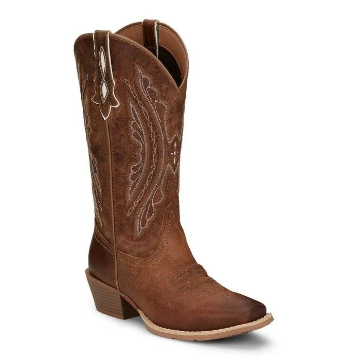 Justin Women's Rein 12 Inch Western Boot Waxy Tan