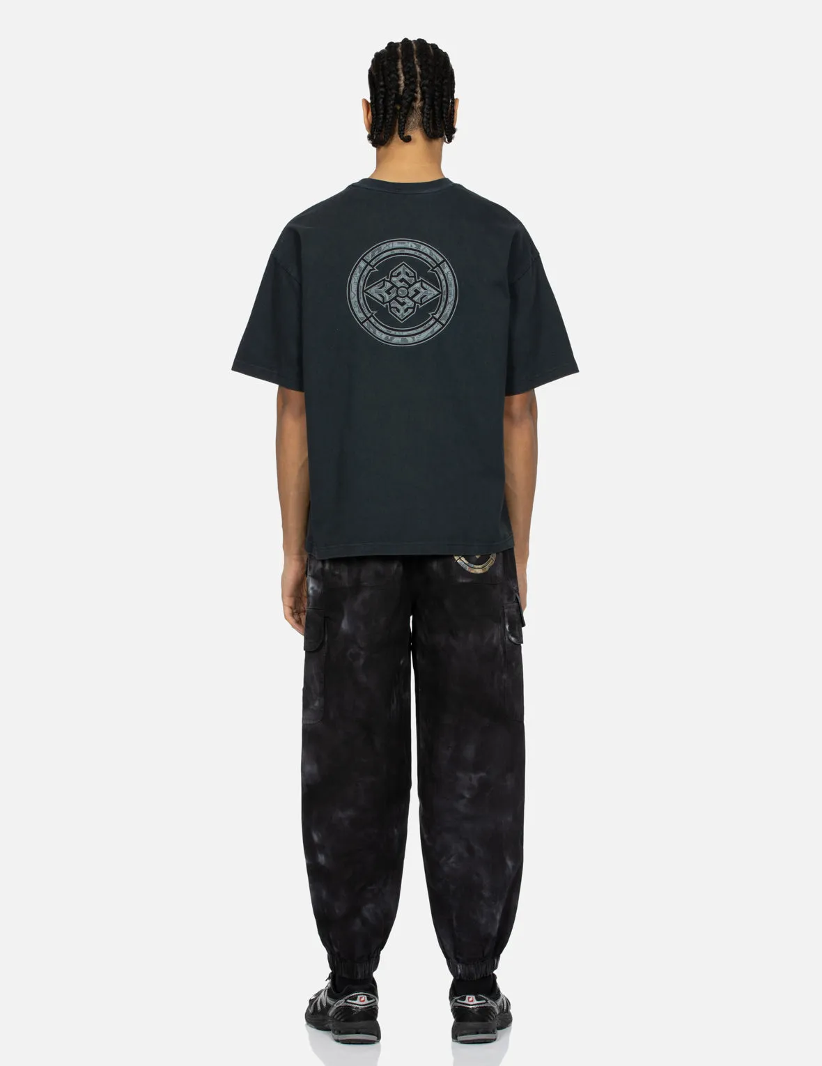 Kamon Embroidery Loose Fit Tie-Dye Cargo Joggers