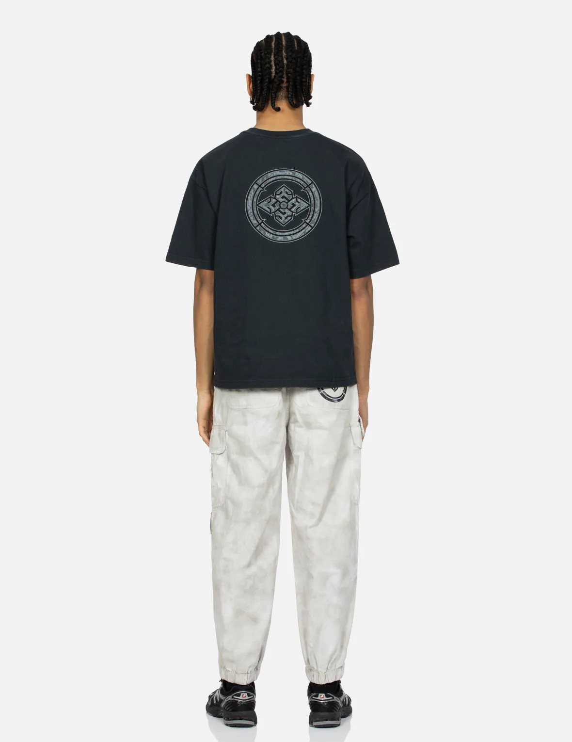 Kamon Embroidery Loose Fit Tie-Dye Cargo Joggers