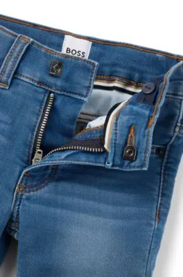 Kids' jeans in stretch denim with Double B monograms