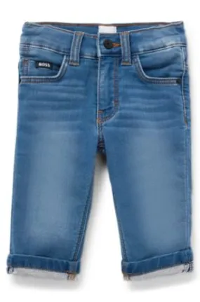 Kids' jeans in stretch denim with Double B monograms