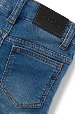 Kids' jeans in stretch denim with Double B monograms