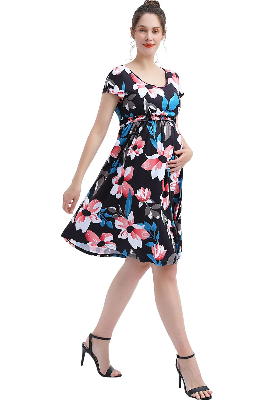 Kimi + Kai Maternity Astrid Nursing Skater Dress