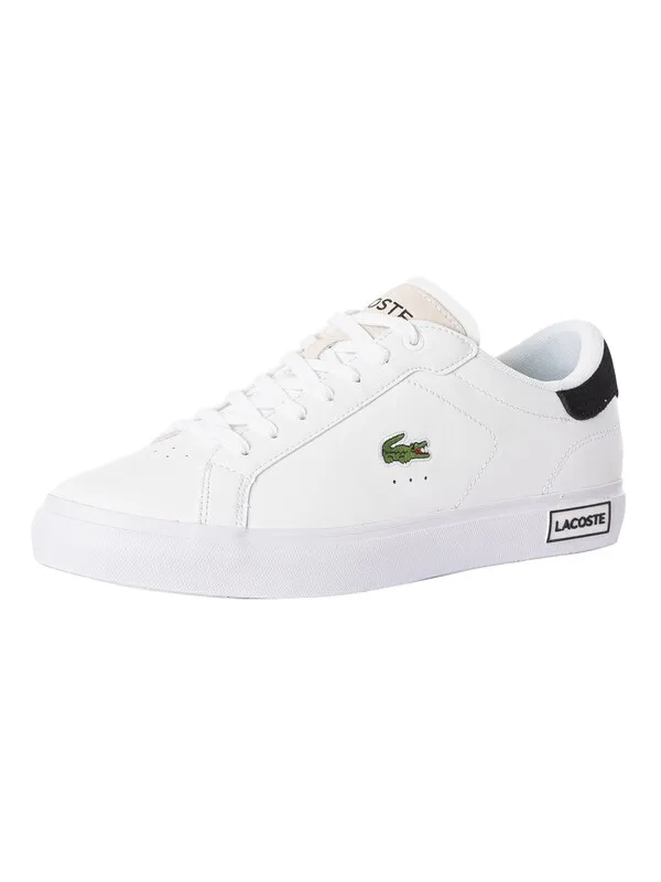 Lacoste Powercourt 124 2 SMA Leather Trainers - White/Black