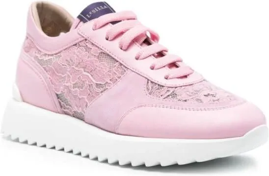 Le Silla floral-lace leather sneakers Pink