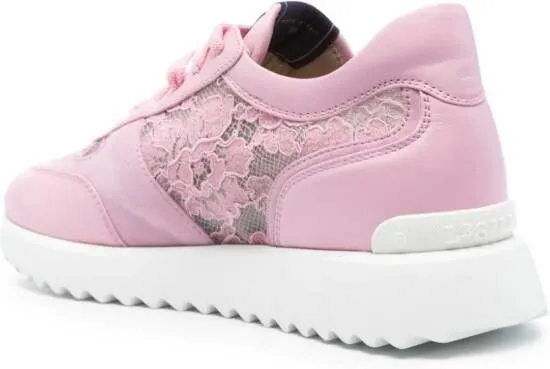 Le Silla floral-lace leather sneakers Pink