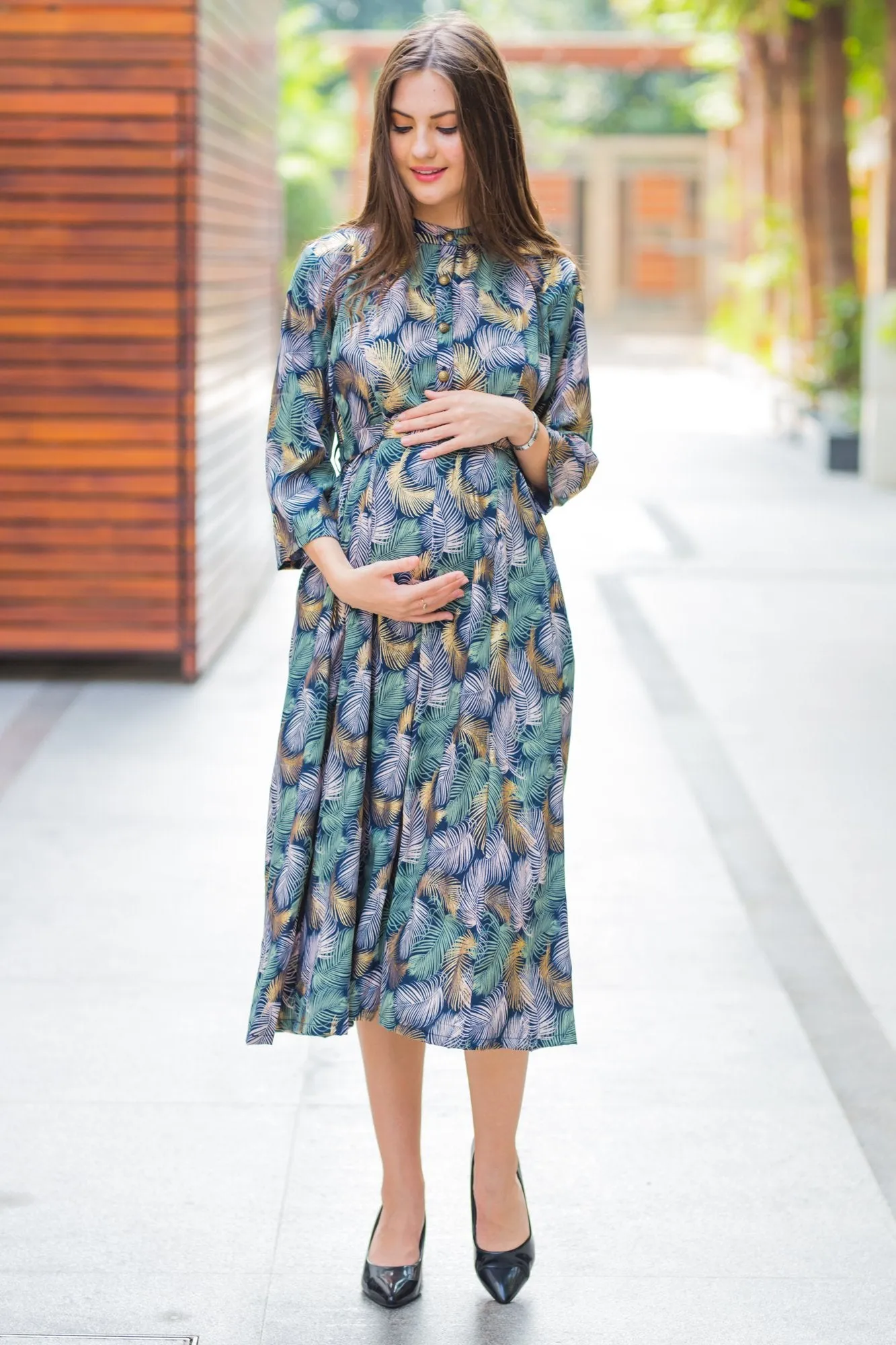 Leafy Mesh Maternity & Nursing Kurta