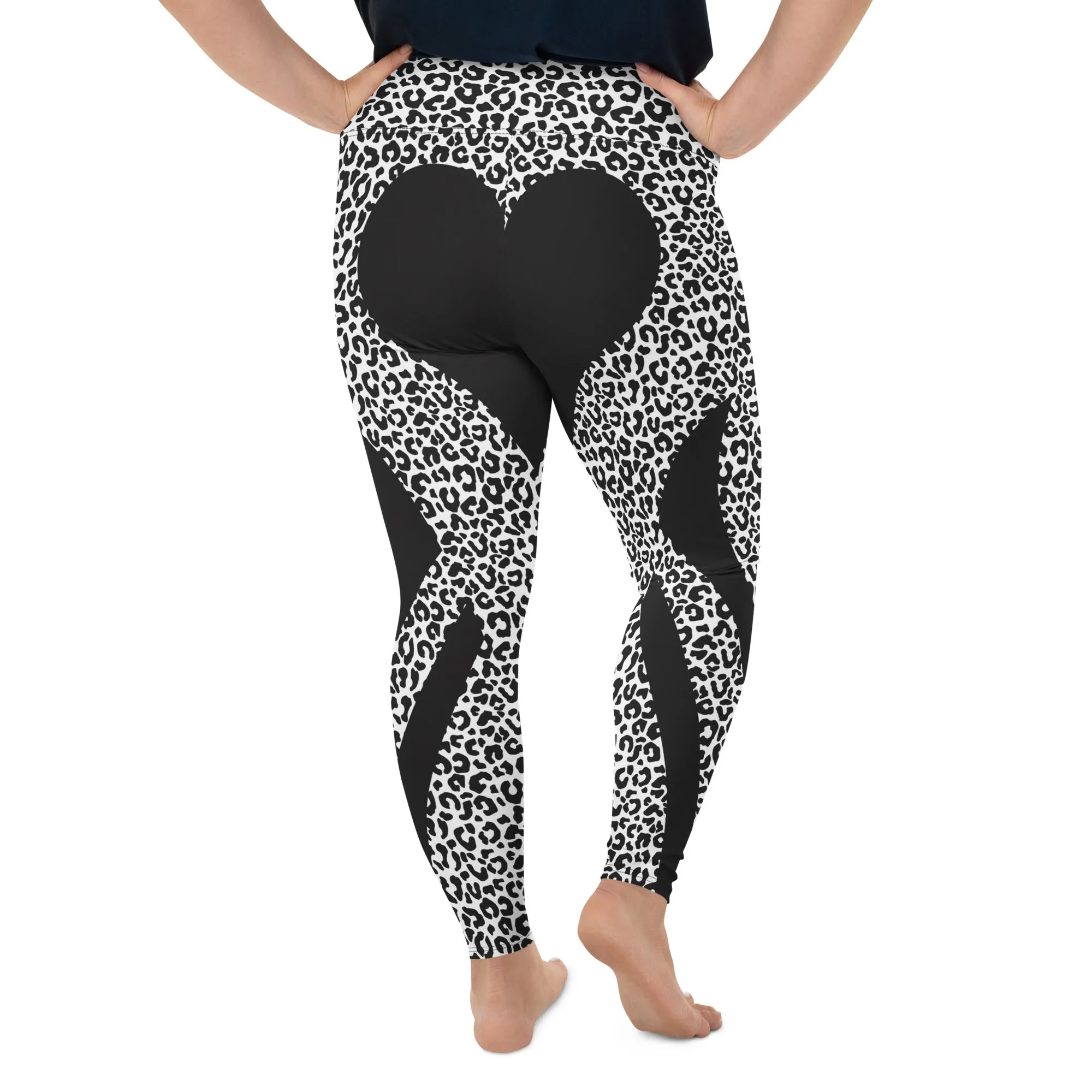 Leopard Heart Shaped Plus Size Leggings