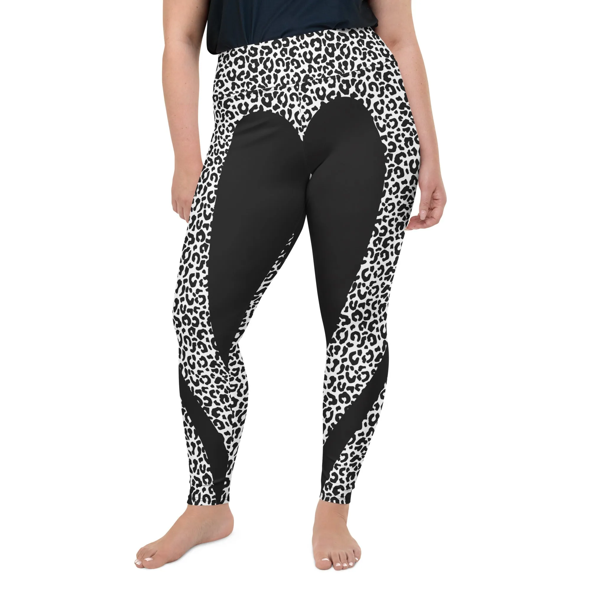 Leopard Heart Shaped Plus Size Leggings