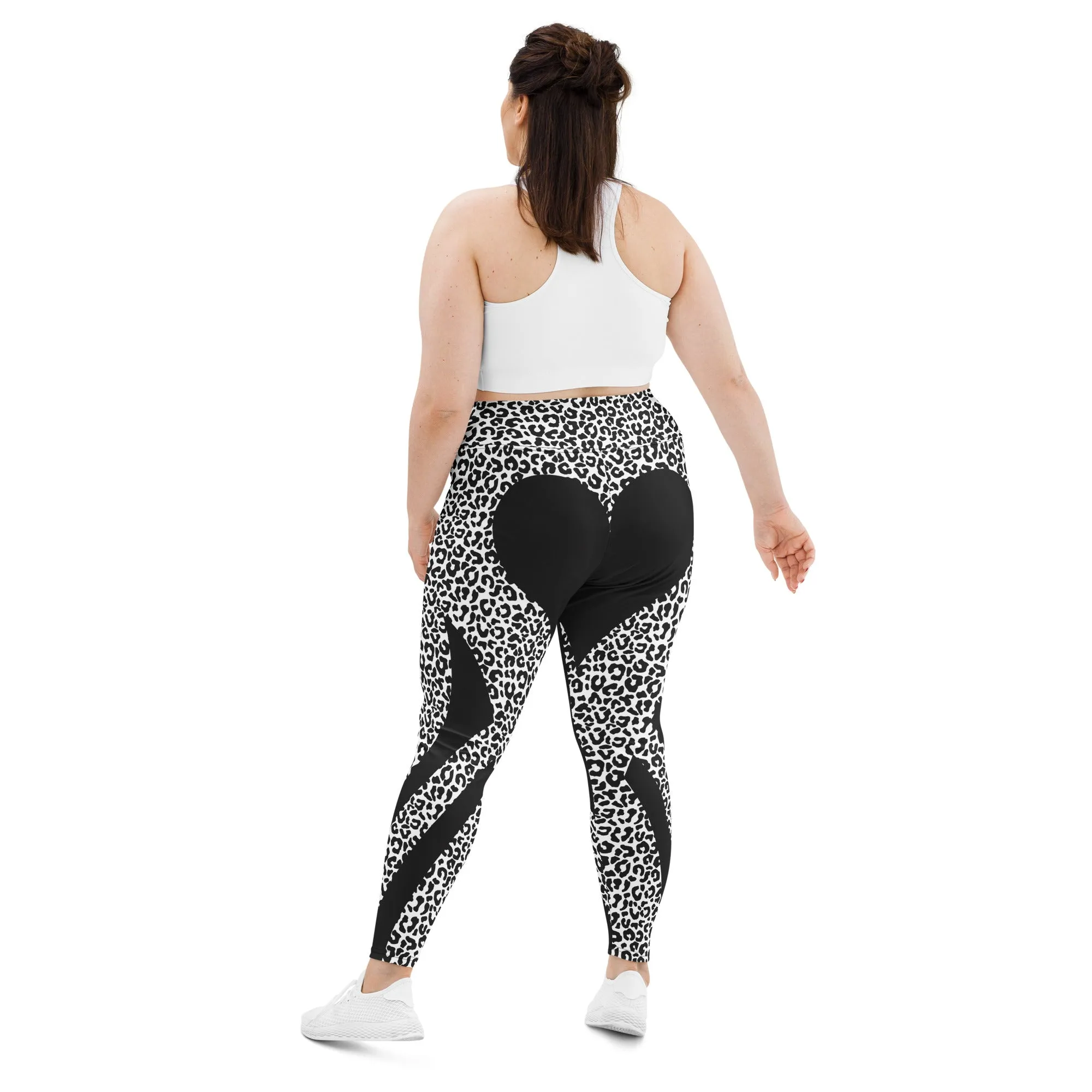 Leopard Heart Shaped Plus Size Leggings