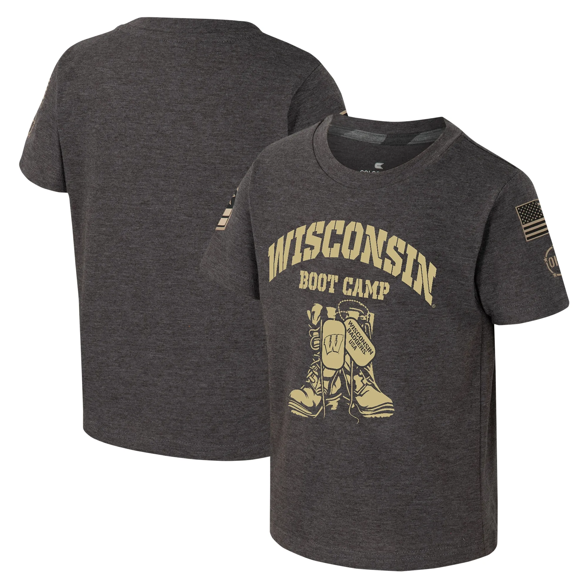 Lids Toddler Colosseum Charcoal Wisconsin Badgers OHT Military Appreciation Boot Camp T-Shirt