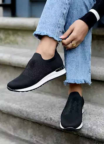 Linzi Storme Black Diamante Trainers | Grattan