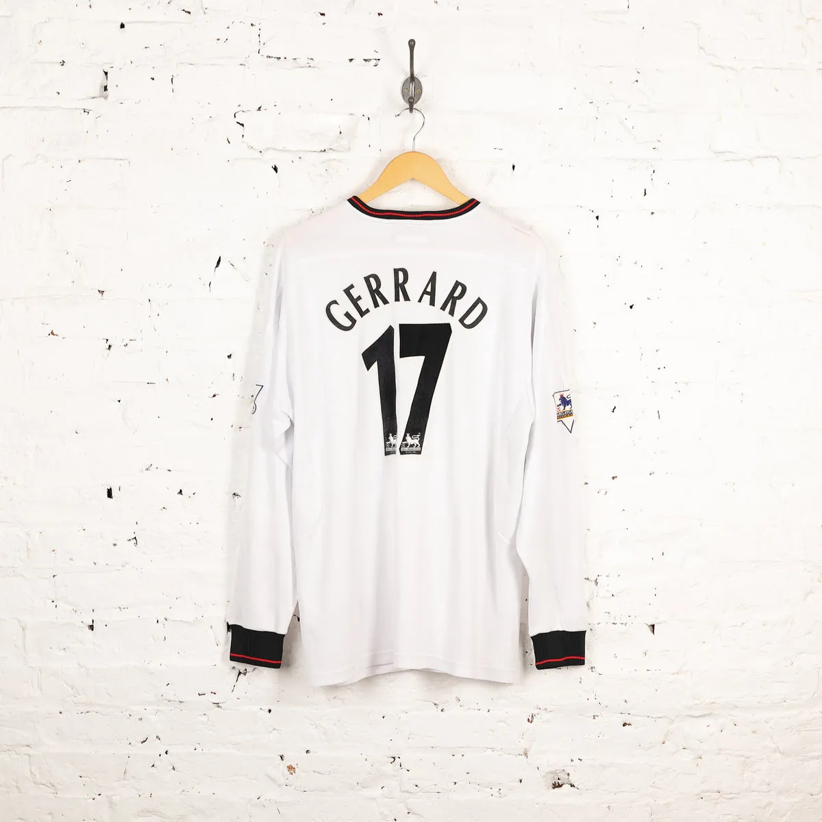 Liverpool Reebok 2003 Gerrard Long Sleeve Away Football Shirt - White - XXL