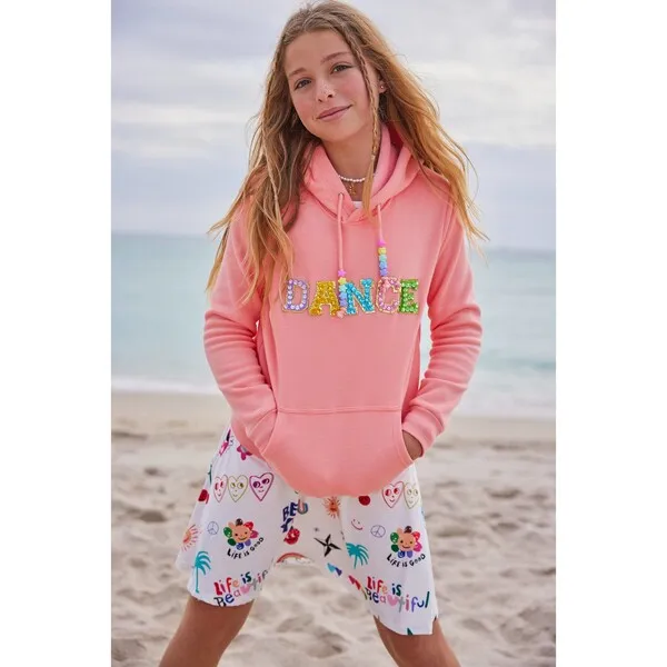 Lola + The Boys Dance Gem Smilie Hoodie, Pink