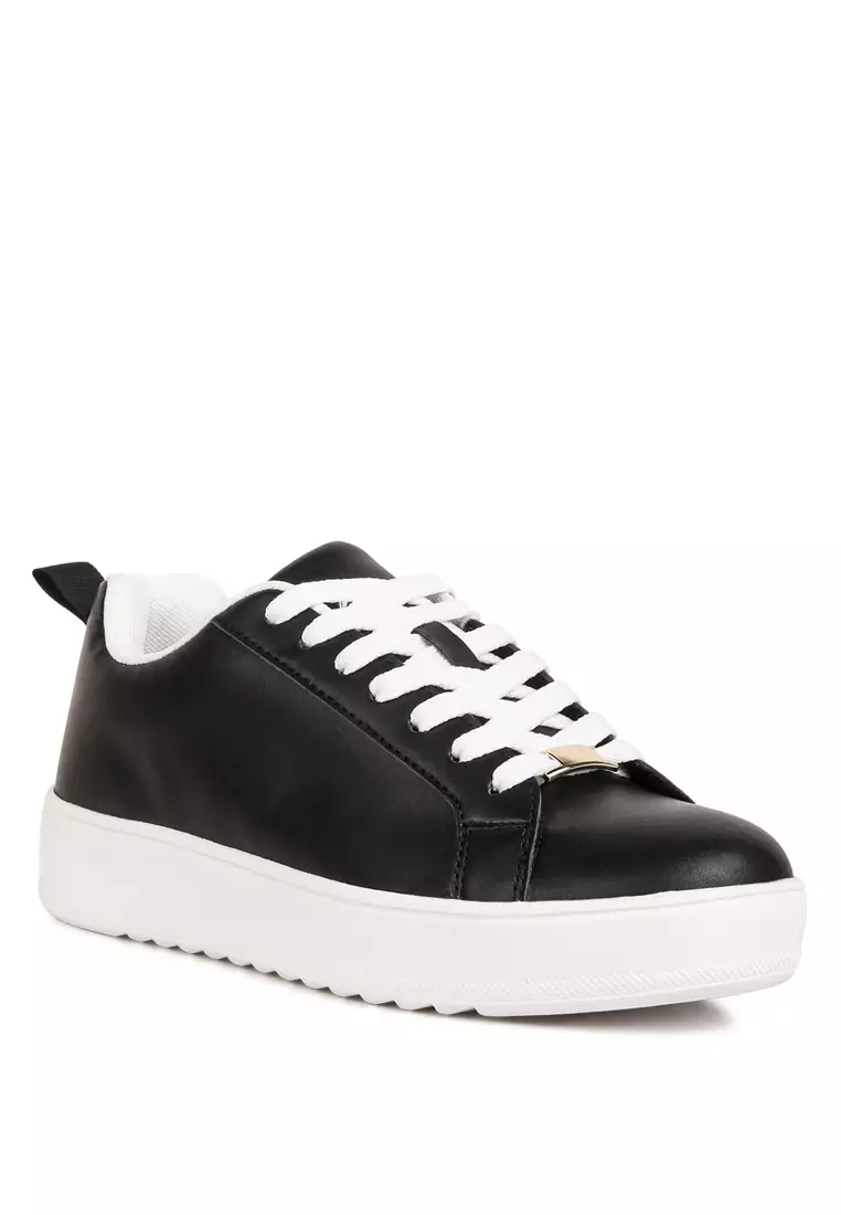 London Rag Black Faux Leather Sneakers