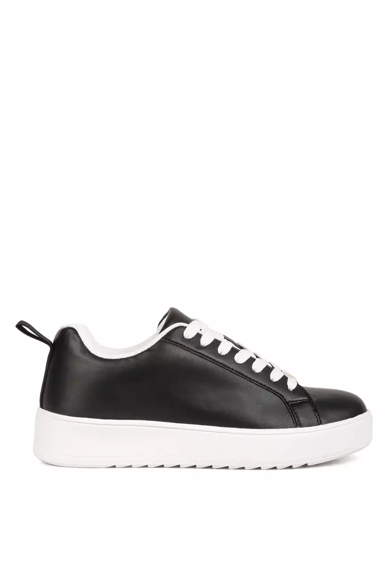 London Rag Black Faux Leather Sneakers