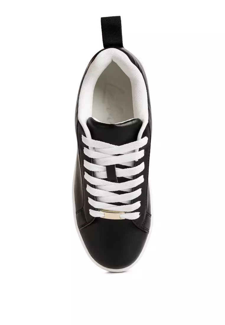 London Rag Black Faux Leather Sneakers