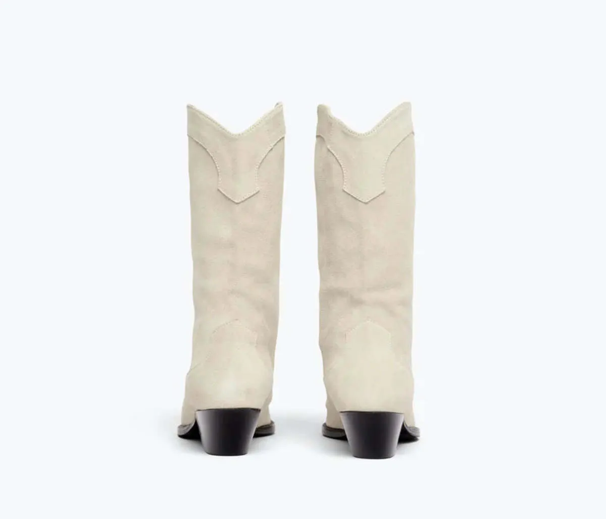 Loretta Western Boot - Bone Suede