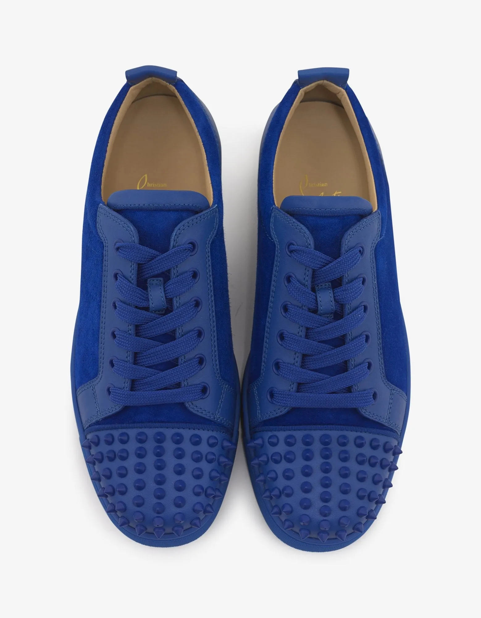 Louis Junior Spikes Flat Blue Calf & Suede Trainers -