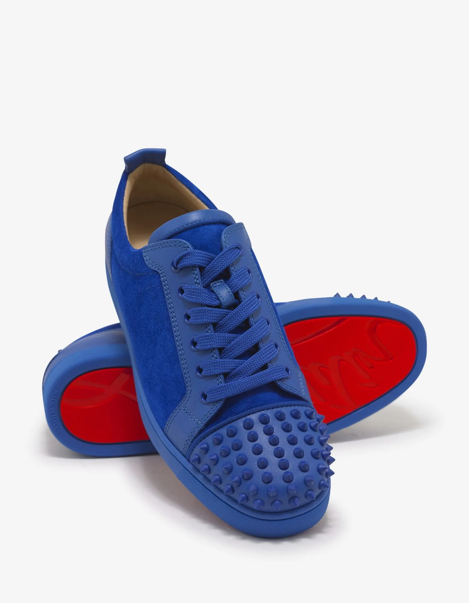 Louis Junior Spikes Flat Blue Calf & Suede Trainers -