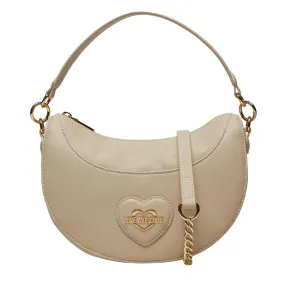 Love Moschino Heart Logo Plaque Sand Shoulder Bag