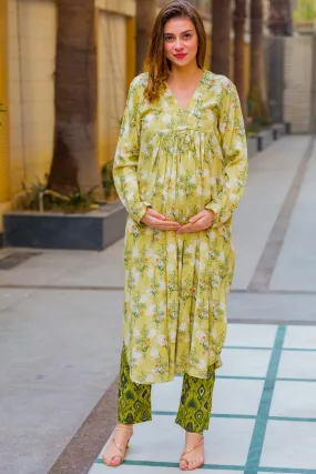 Luxe Jade Green Maternity Kurta