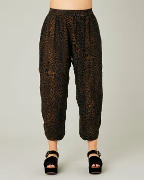 Mabel Dark Leopard Print Cupro Trousers