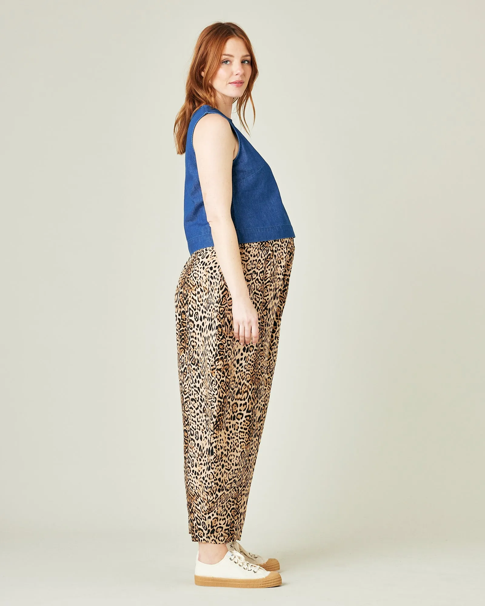 Mabel Leopard Print Cupro Trousers