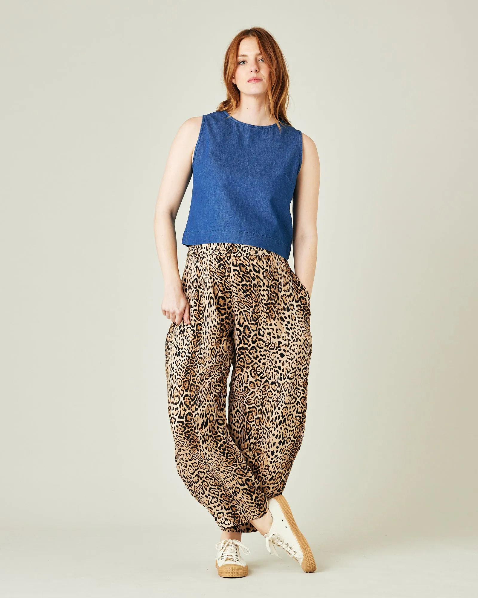 Mabel Leopard Print Cupro Trousers